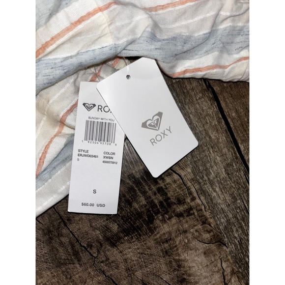 Roxy Sunday With You Striped Mini Dress Blue Orange White Womens Small - Picture 2 of 5